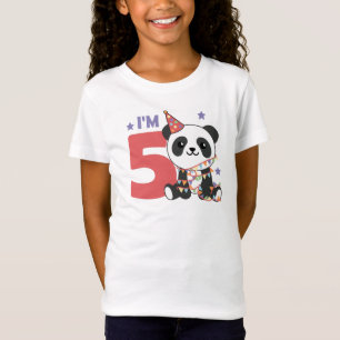 T-Shirt Cinquième Panda Anniversaire Pour Enfants 5 Ans T-