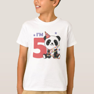 T-shirt Cinquième Panda Anniversaire Pour Enfants 5 Ans T-