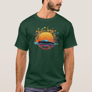T-shirt Circle Splash avec conception de voiture Imprimer