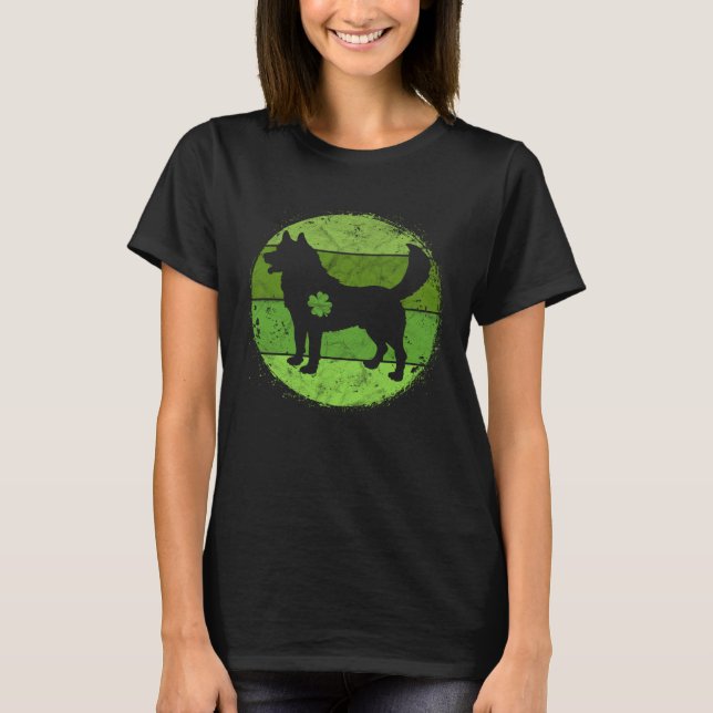 T-shirt Circular Husky Irish Shamrock  Dog St Patrick s Da (Devant)