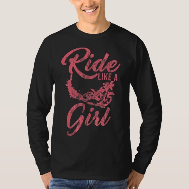 T-shirt Circuler Comme Une Fille Motocross Dirt Bike Rider (Devant)