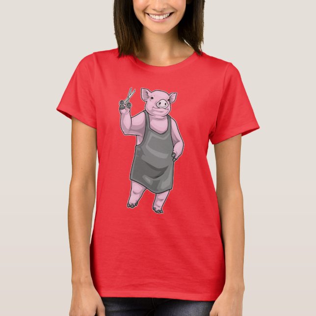 T-shirt Ciseaux Coiffeur de porc (Devant)