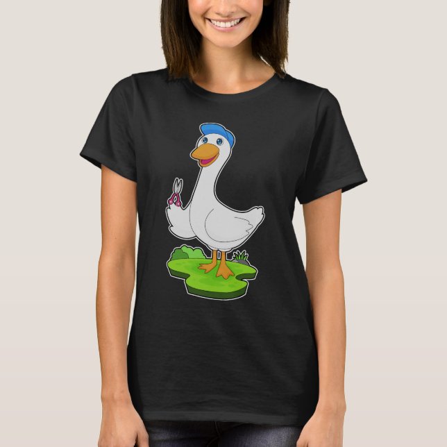 T-shirt Ciseaux de coiffeur de canard (Devant)