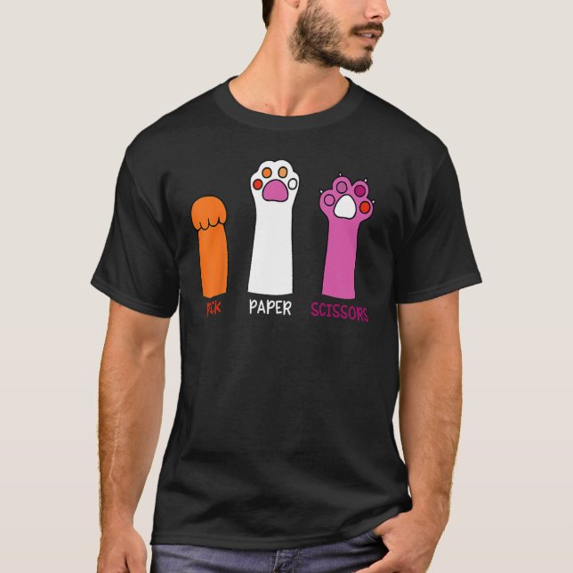 T-shirt Ciseaux de papier de roche Pâtes de chat LGBT Gay  (Devant)