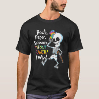 T-shirt Ciseaux de papier roche Throat Punch I Win Skeleto