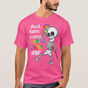 T-shirt Ciseaux de papier roche Throat Punch I Win Skeleto