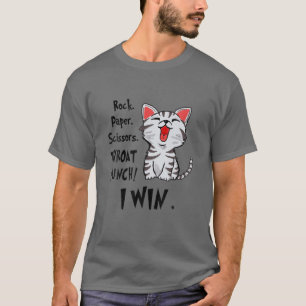 T-shirt Ciseaux de papier roche Throat Punch Je gagne Catt