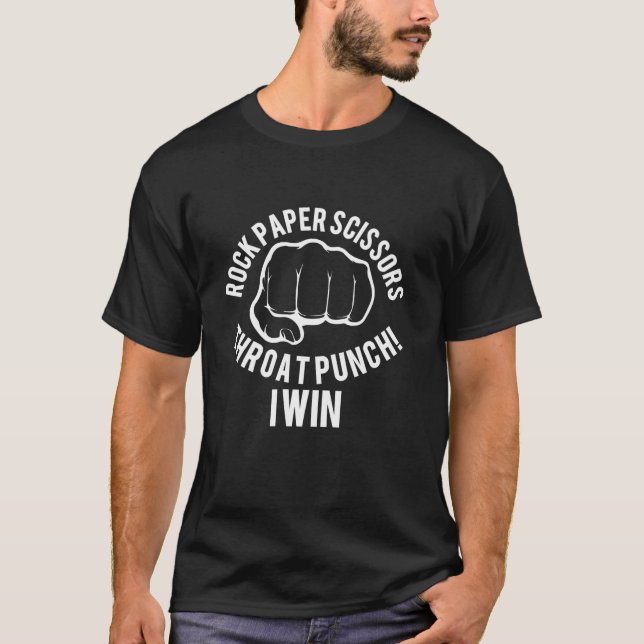 T-shirt Ciseaux de papier roche Throat Punch Je gagne Humo (Devant)