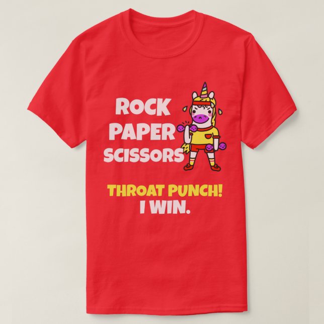 T-shirt Ciseaux de papier roche Throat Punch Je gagne Unic (Design devant)