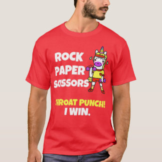 T-shirt Ciseaux de papier roche Throat Punch Je gagne Unic