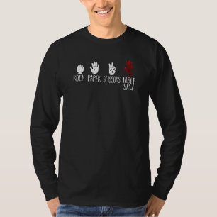 T-shirt Ciseaux de papier rocheux Table scie bois