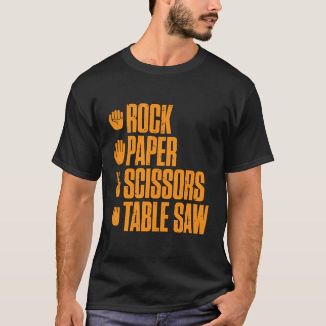 T-shirt Ciseaux Papier Roche Table Scie Carpenter (Devant)
