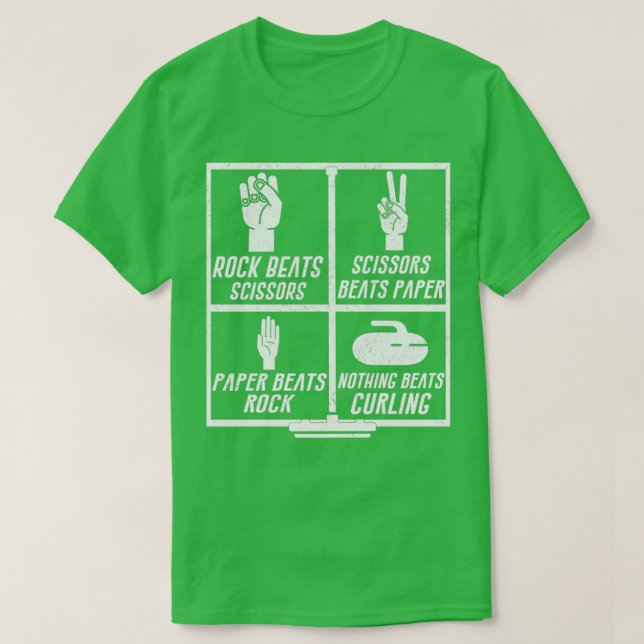 T-shirt Ciseaux Papier Rocher Curling Funny Curler 2 (Design devant)