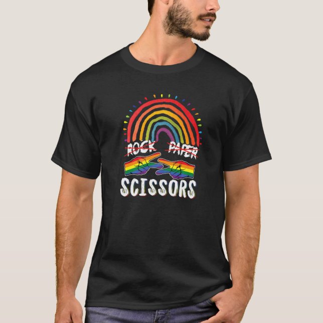 T-shirt Ciseaux Papier Rocher Lgbt Q Gay pride Fier Ally R (Devant)