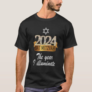 T-shirt Citation Bat mitzvah de décoration noire de 2024