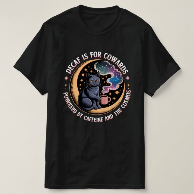 T-shirt Citation de caféine cosmique amusante (Design devant)