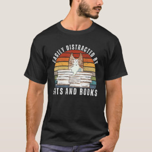 T-shirt Citation de chats drôles, facilement distrait par