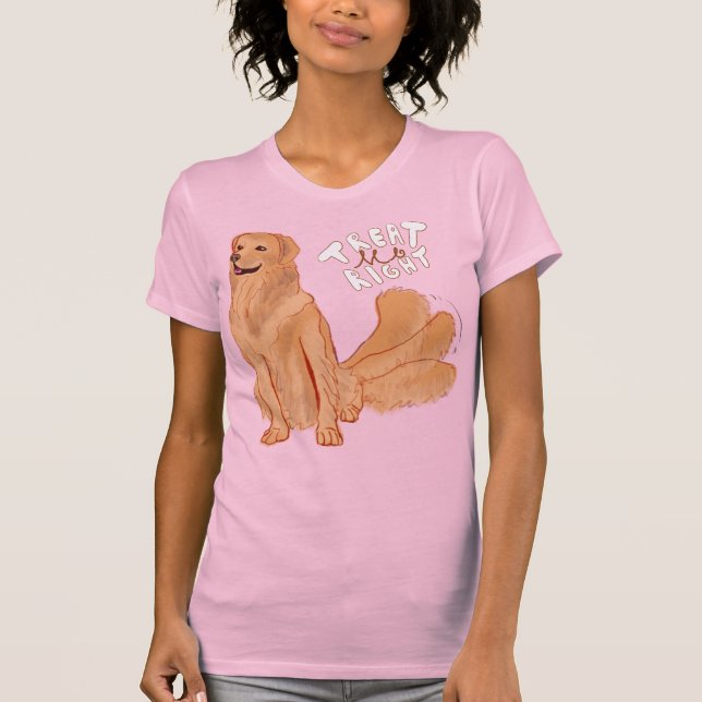 T-shirt Citation de chien de dessin mignonne "Traite-moi b (Devant)