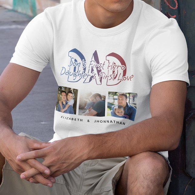 T-shirt Citation de DAD Son & Fille Photo Collage Nom de f (Créateur téléchargé)