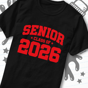 T-shirt Citation de fin d'études en rouge gras de la promo