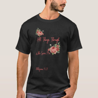 T-shirt Citation de la Bible chrétienne Rose rétro