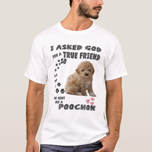 T-shirt Citation de maman de chien Poochon, papa de poo Bi (Devant)