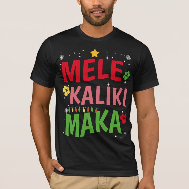 T-shirt Citation de Noël de Mele Kalikimaka Hawaiian Hawai (Devant)