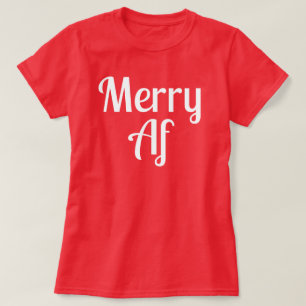T-shirt Citation de Noël drôle minimaliste Merry Af Red