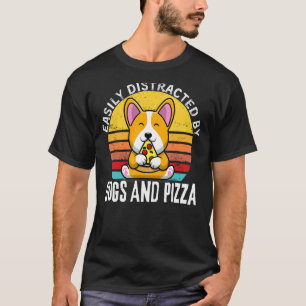 T-shirt Citation De Pizza Drôle, Facilement Distrait Par C