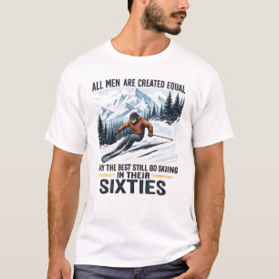 T-shirt Citation de ski drôle pour hommes sexagénaires