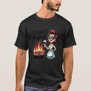 T-shirt Citation de vin de femme au foyer rétro LE DÎNER E