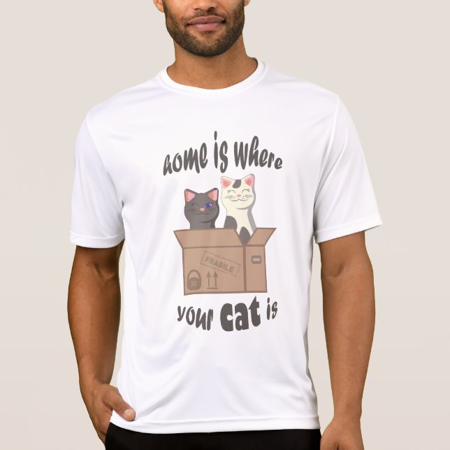 T-shirt Citation drôle Accueil est où est votre chat (Devant)