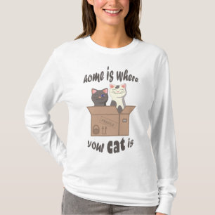 T-shirt Citation drôle Accueil est où est votre chat
