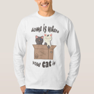 T-shirt Citation drôle Accueil est où est votre chat