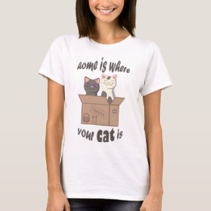 T-shirt Citation drôle Accueil est où est votre chat