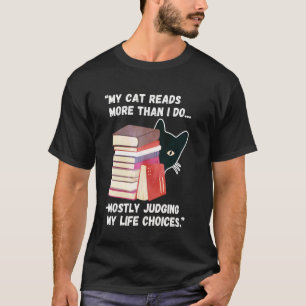 T-shirt Citation drôle de chat en lecture Mon chat lit plu