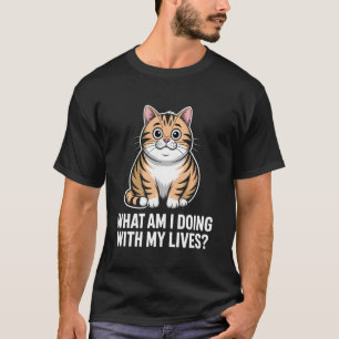 T-shirt Citation drôle de mème de chat mignon Que fais-je