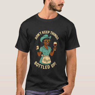T-shirt Citation drôle de vin Cowgirl femme noire