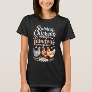 T-shirt Citation d'une éleveuse de poulets féminine Récolt