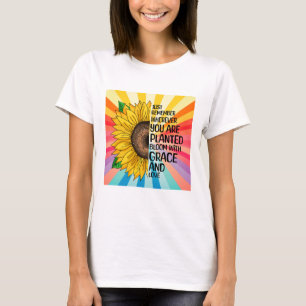 T-shirt Citation et tournesol tiré à la main