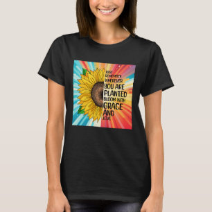 T-shirt Citation et tournesol tiré à la main