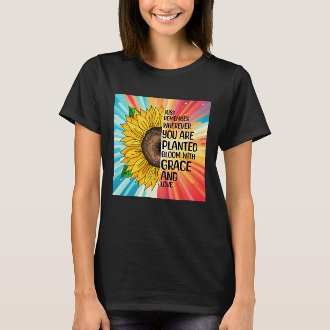 T-shirt Citation et tournesol tiré à la main (Devant)