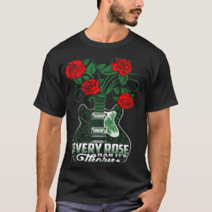T-shirt Citation Idée Roses Rouges Épines et Guitare