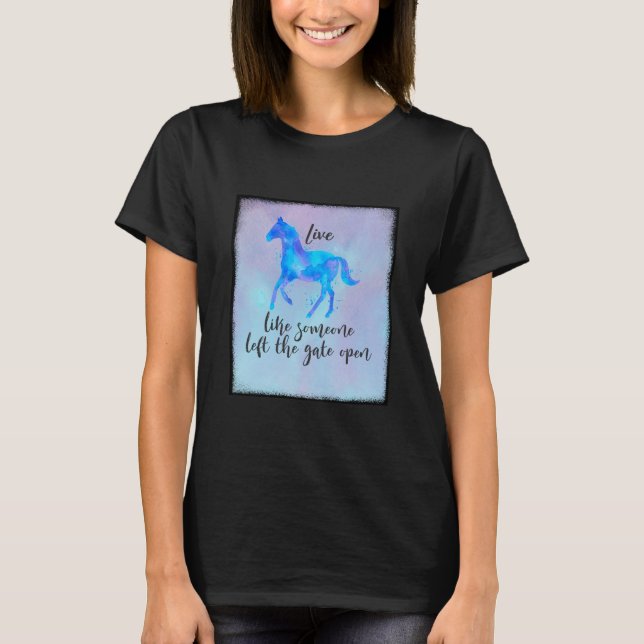 T-shirt Citation inspirante avec un cheval en course libre (Devant)