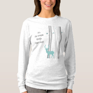 T-shirt Citation inspirante de cerfs aux arbres de bouleau