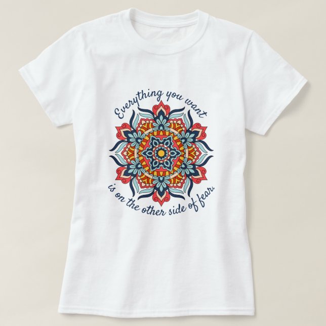 T-shirt Citation Inspiration Red Blue Mandala Dream Catche (Design devant)