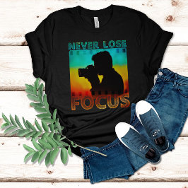 T-shirt Citation Motivationnelle du photographe Ne jamais 
