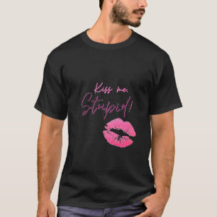 T-shirt Citation noire et rose avec baiser - Embrasse-moi,