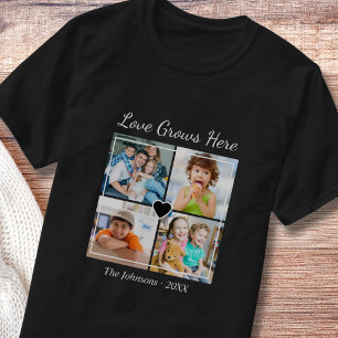 T-shirt Citation personnalisée pour 4 photos de famille No