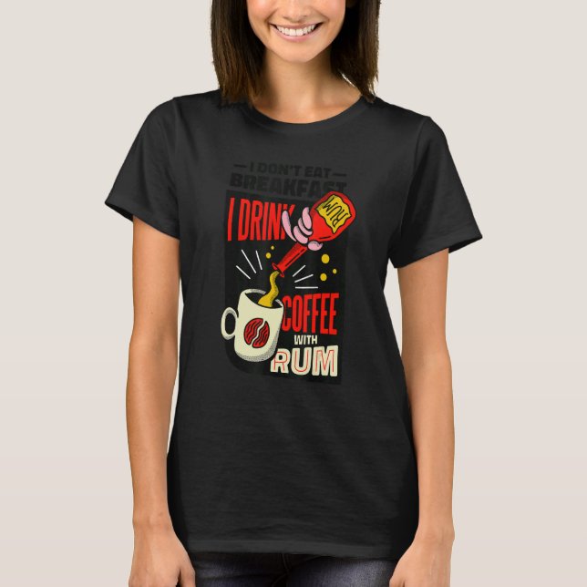 T-shirt Citation Petit-Déjeuner Café Robe de nuit Dormir (Devant)